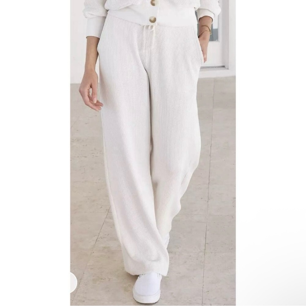AYR Womens The Waffle Cone Pant Pima Cotton‎ Preppy Pockets Wide Leg Size XL